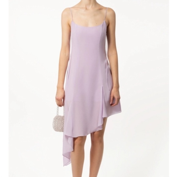 NWOT MATERIEL TBILISI Sz 10 Silk Asymmetrical Flare Slip Dress In Lilac Lavender - Picture 2 of 11